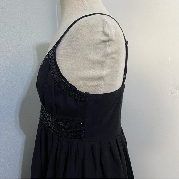 G by Guess Black Fit and Flared V NeckLine Dress Embroidered Sequence Size L - Picture 14 of 16